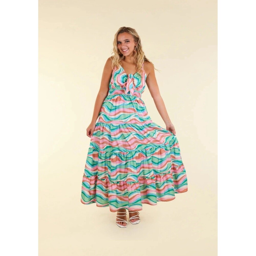 Grace & Emma Plus Size 3X Geometric Print Sleeveless Maxi Dress Fairy Romantic